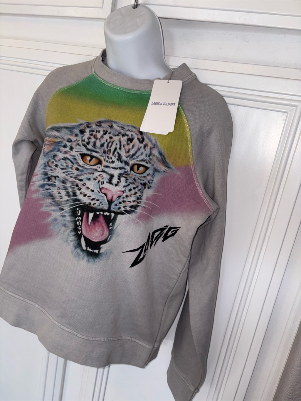 Nwt Zadig & Voltaire Upper Jaguar Jumper Gray Logo Sweatshirt Cotton M Rare